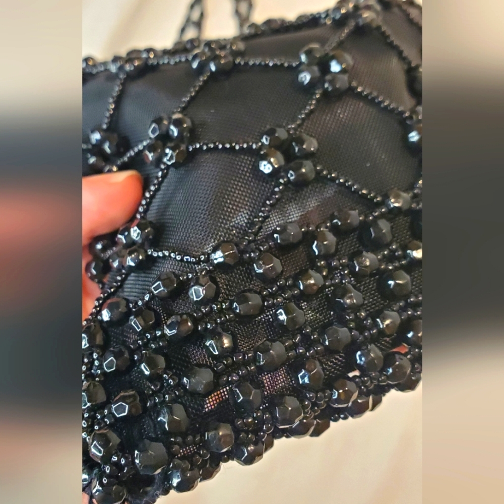 COMECO Chic Black Beaded Shoulder Bag - Picture 6 of 12